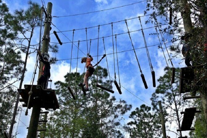 Orlando Tree Trek Adventure Park - Safety briefing, waiver, harness fitting, and the demo course